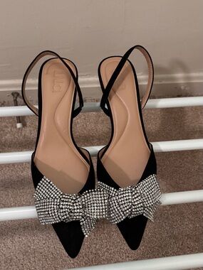 INC International Concepts | Black Heels with Rhinestone Bow